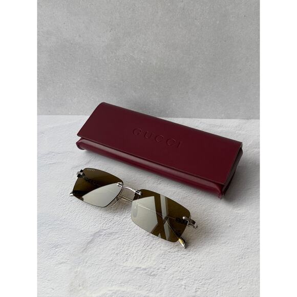 NEW Gucci GG1941S Silver Brown Rimless Unisex Sunglasses $545 main image 9